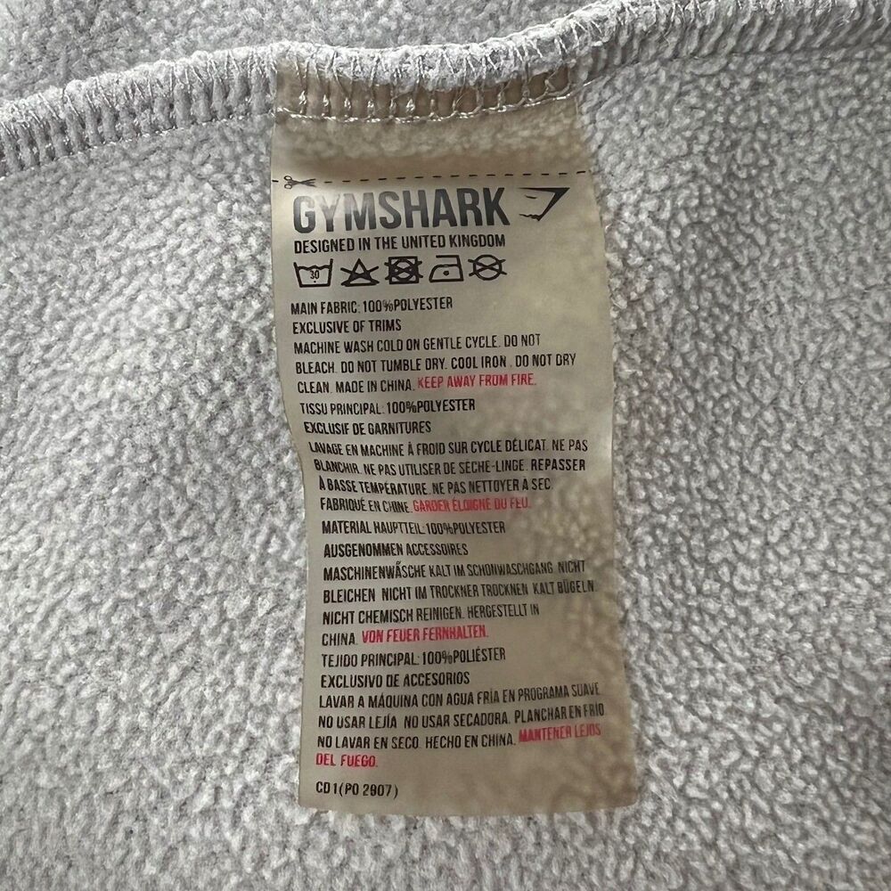 Gymshark Fleece Hoodie Mens Medium Gray Pullover Sweatshirt Drawstring - Picture 6 of 10